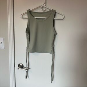 Sage green scrunch tie top Size M